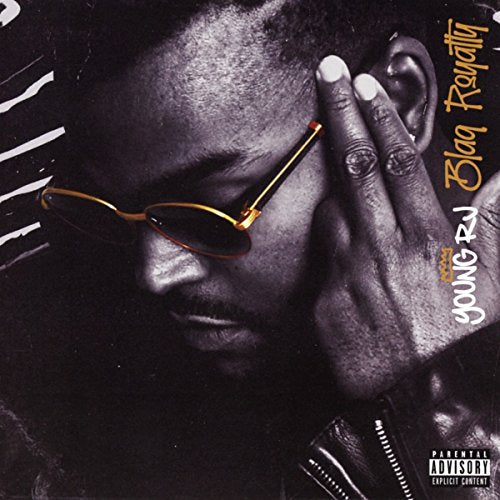 "Album cover with a black and white man wearing sunglasses, hand on his face."