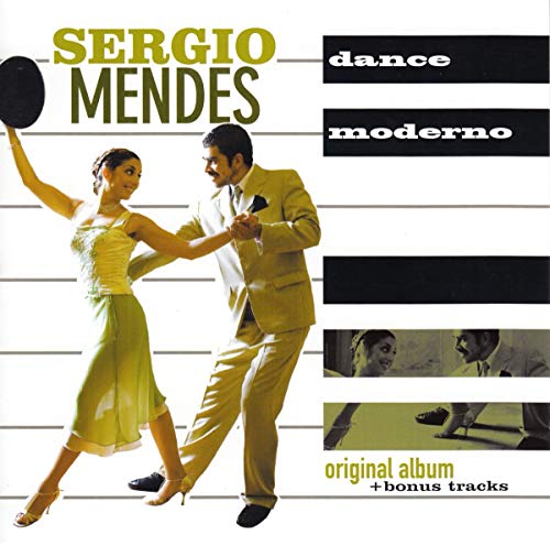 "Sergio Mendes album cover featuring a dancing couple and text on a white background."