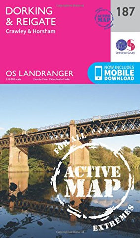 Landranger Active (187) Dorking, Reigate & Crawley (OS Landranger Active Map)