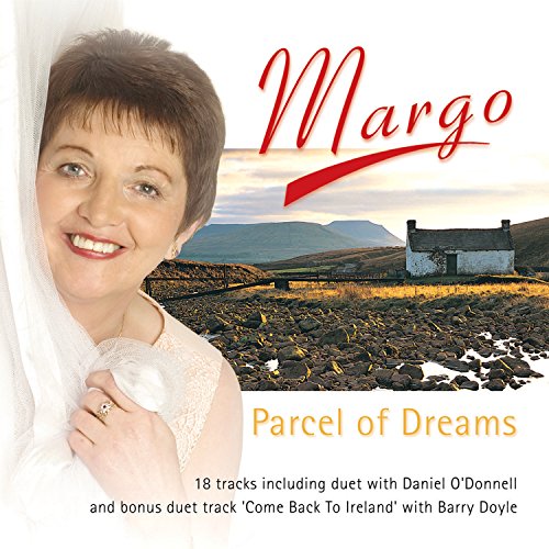 "Margo's album cover featuring a smiling woman and Irish landscape."