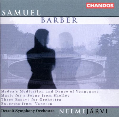 CD cover with silhouetted woman and bridge, featuring Samuel Barber's music compositions.