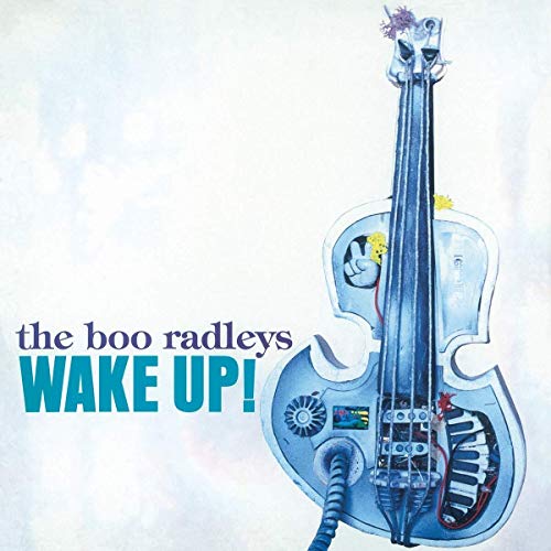 Vinyl album cover featuring an illustrated blue guitar with internal components visible.