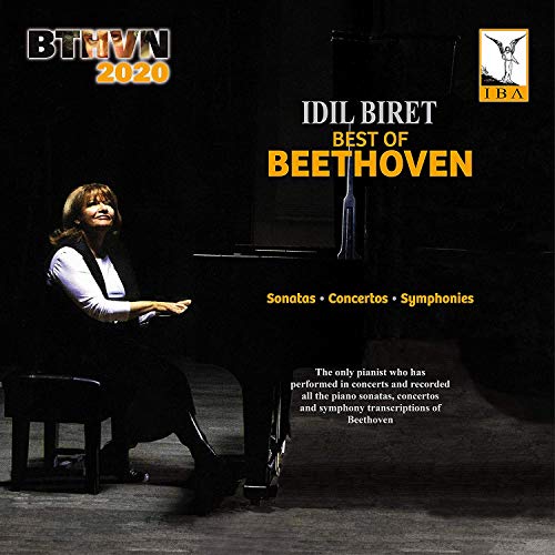 "CD cover featuring a pianist playing, with text 'Idil Biret Best of Beethoven'."