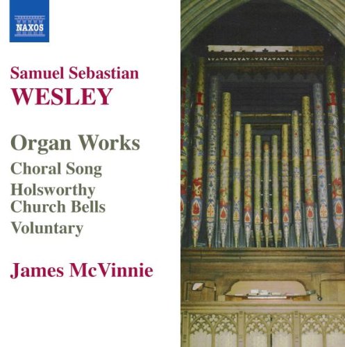 "CD cover featuring a pipe organ with text describing the organ works and artist."