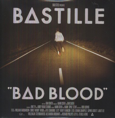 Album cover for "Bad Blood" by Bastille, featuring a man running down a dark road.