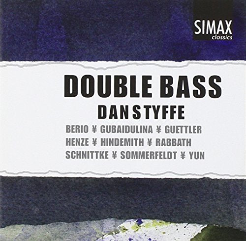 "CD cover with dark blue background, white center, and 'Double Bass Dan Styffe' text."