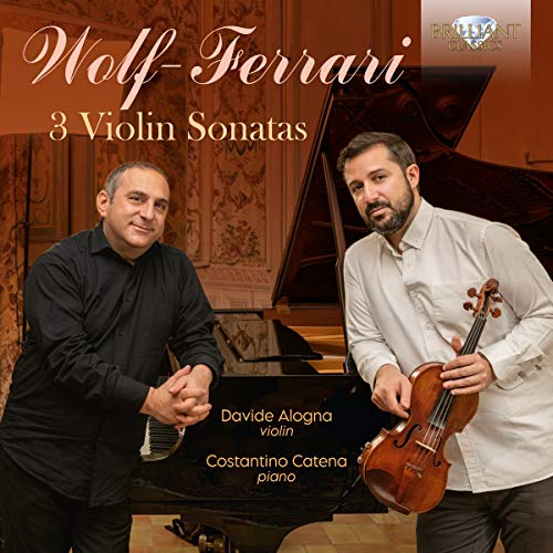 CD cover with two men, one holding a violin, beside a grand piano.