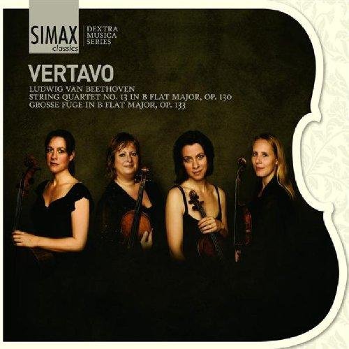 "CD cover with four women holding string instruments, dressed in black, against a dark background."