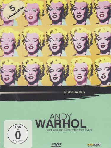 DVD cover featuring Andy Warhol with Marilyn Monroe's image repeated in a grid pattern.
