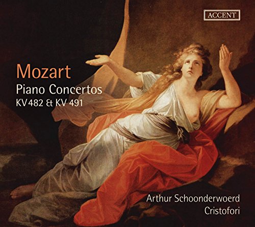 Mozart CD cover featuring a reclining woman in classical attire, with text overlay.