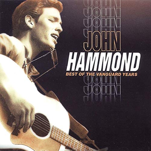 "CD cover with John Hammond playing guitar, sepia-toned image, black background, white and gold text."