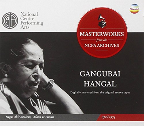 CD cover with black and white portrait of Gangubai Hangal, red and white accents.