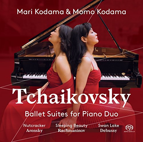 CD cover featuring two women in red dresses sitting at a grand piano.