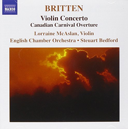 CD cover with orange-toned clouds and text listing "Britten Violin Concerto" and performers.