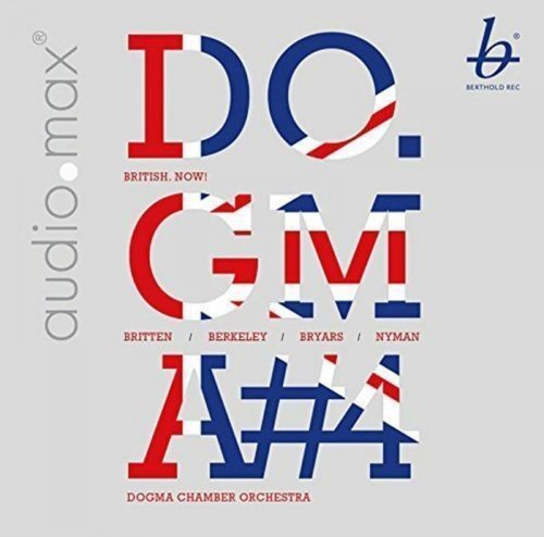 "Album cover with 'DOGMA' in red, white, and blue, on a grey background."