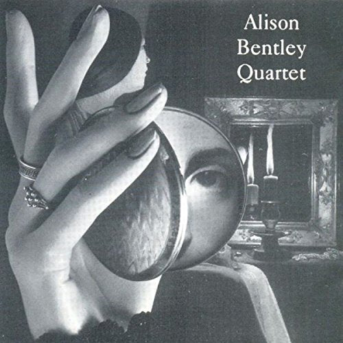 Black and white CD cover with a woman holding a reflective orb.