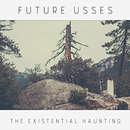 A woman in white stands on a rock, surrounded by trees, on a music album cover.