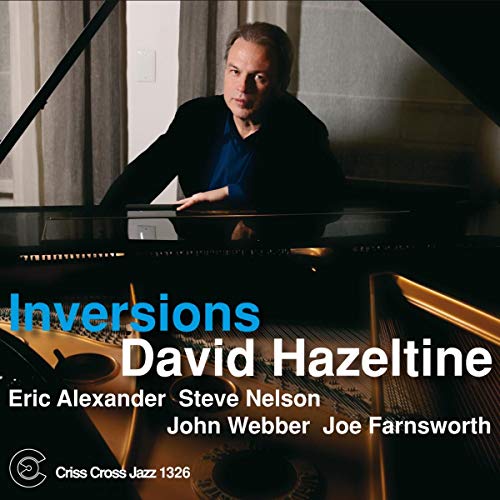 "Album cover featuring a man sitting at a grand piano with text overlay."