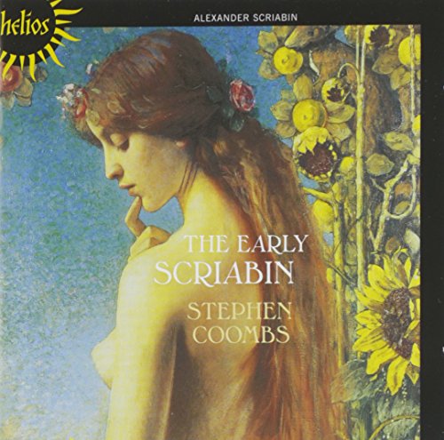 "CD cover featuring a woman surrounded by sunflowers, with text 'The Early Scriabin'."