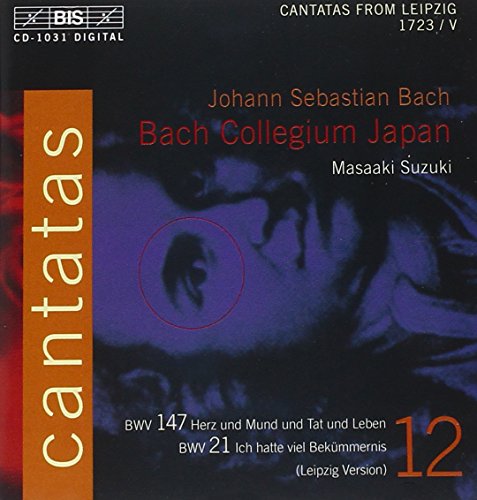 "CD cover with 'Cantatas' on orange strip and abstract blue and black background."