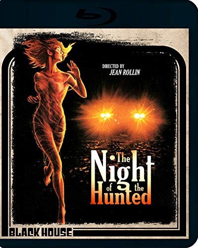 Blu-ray case cover featuring a nude woman running from glowing headlights at night.