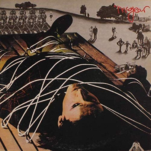 The image depicts a CD box set with the title "McGear" by Michael McGear. Alt text: CDs and booklet laid out around a box with a black-and-white image.