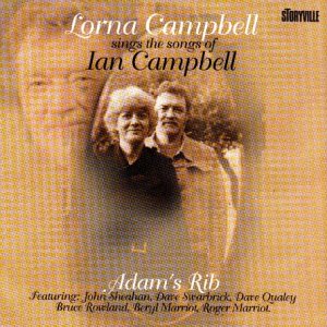 CD cover with Lorna and Ian Campbell, featuring a sepia-toned photo on a grid background.