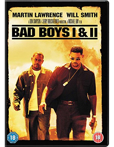 DVD cover for "Bad Boys I & II" featuring Martin Lawrence and Will Smith.