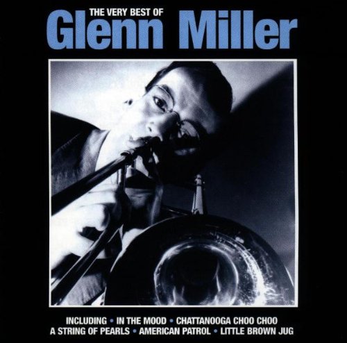 "Glenn Miller album cover with a man playing a trumpet, black background."