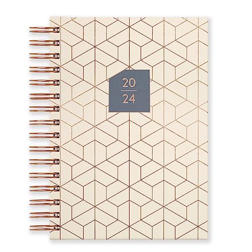 Matilda Myres 2024 Diary - A5 Day a Page - Rose Gold Wiro Bound - January to December Planner - Rose Gold Design - Hardback Covers (Ivory 2024)