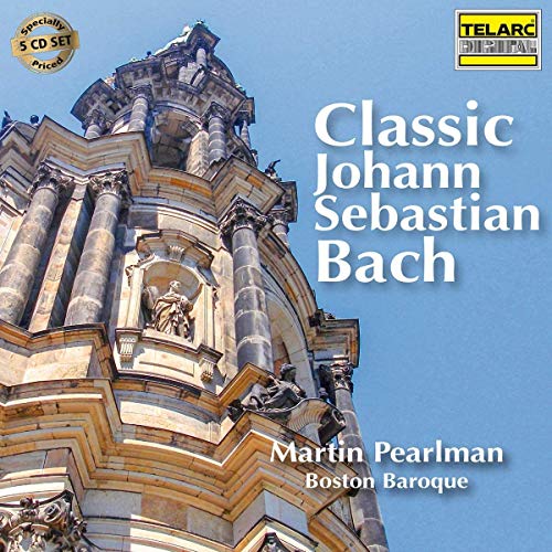 "CD cover featuring a baroque building and 'Classic Johann Sebastian Bach' text."