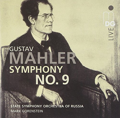 "CD cover with sepia-toned image of Gustav Mahler sitting in a chair."