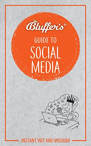 "Book cover with orange circle, cartoon man at laptop, on grey speckled background."