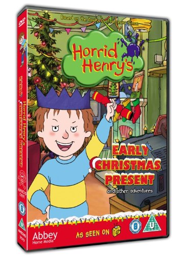 "DVD case featuring cartoon boy in crown holding party horn, with Christmas tree behind."