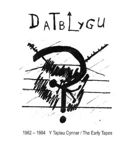 "Album cover with abstract black drawing and text on a white background."