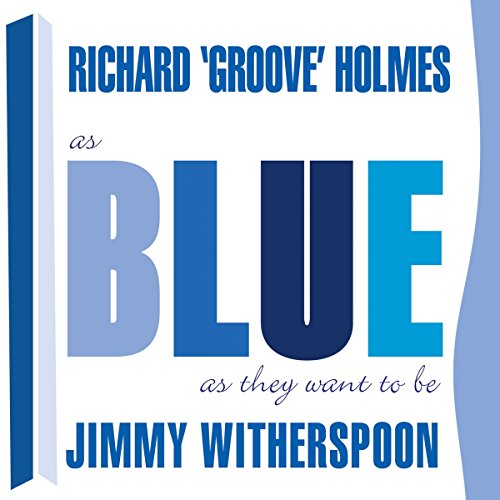 "Album cover with 'BLUE' in large blue letters on a white background."