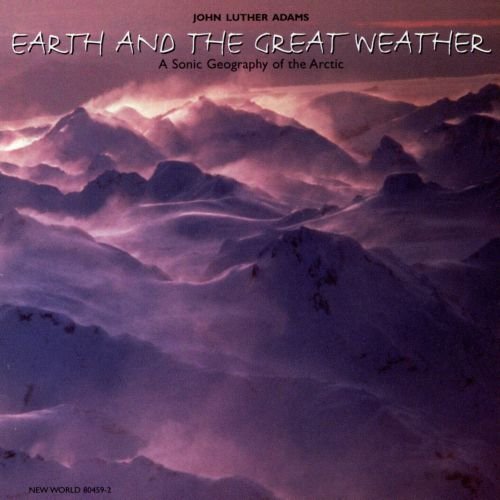 "Album cover featuring snowy mountains under a purple sky with title 'Earth and the Great Weather'."