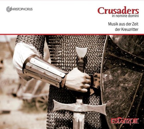 A medieval knight in armor holding a sword and shield, on a CD cover.