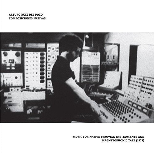Black and white vinyl album cover with man operating sound equipment in a studio.