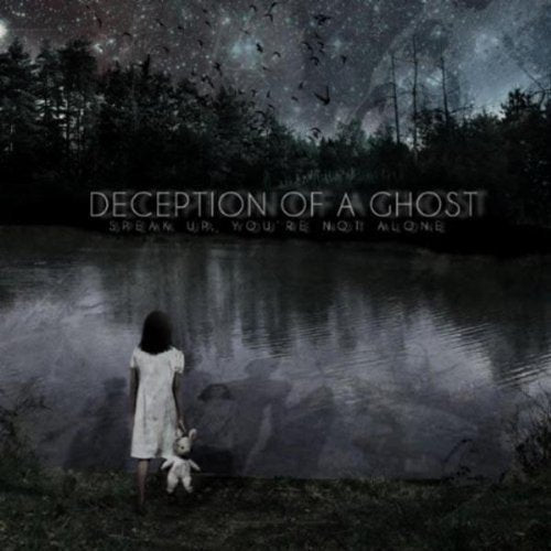 "CD cover art: a girl in white by a dark, misty lake."