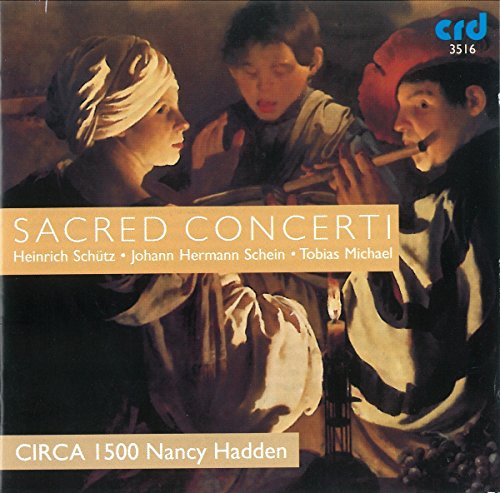 "CD cover with a Renaissance painting of three people, one playing a flute."