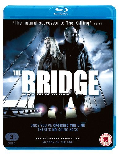 Blue Blu-ray case with "The Bridge" title and two figures on a bridge.