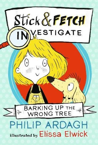 "Cartoon book cover featuring a girl and dog with a magnifying glass."