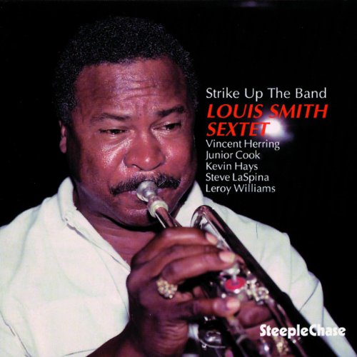 "Album cover featuring a man playing trumpet, with text listing the artist and band."