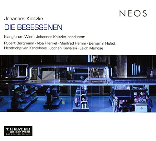 The image depicts a CD cover for "Die Besessenen" with a stage scene.