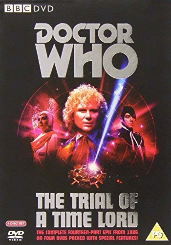 "Doctor Who: The Trial of a Time Lord" DVD cover featuring three characters.