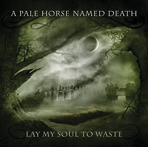 A CD album cover with a dark, misty graveyard scene and mourners.