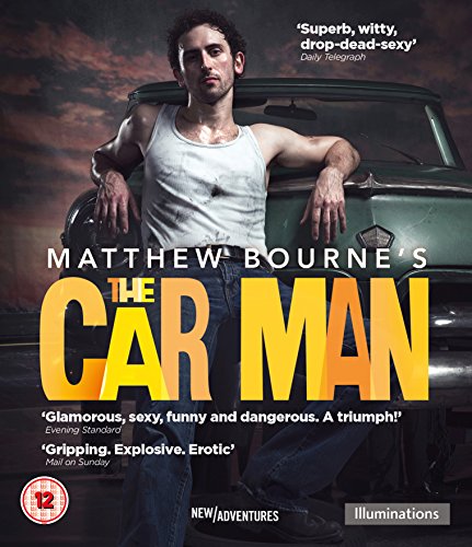"Blu-ray cover featuring a man leaning on a car with a dark background."