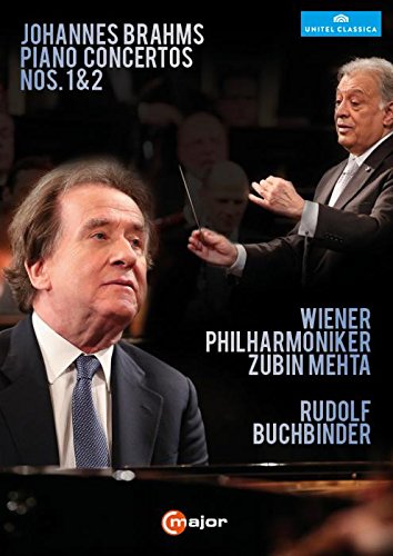 DVD cover featuring a pianist and conductor, with text "Brahms Piano Concertos 1 & 2".