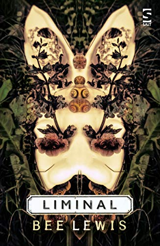 Book cover titled "Liminal" by Bee Lewis, featuring a mirrored rabbit skull with floral elements.